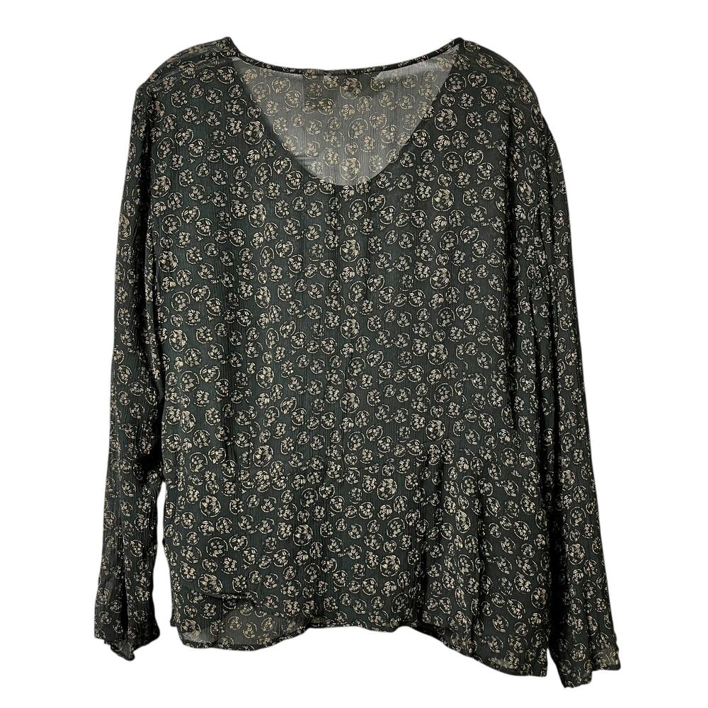 J Jill Long Sleeve Semi Sheer Peplum Style Top L (2651) - Picture 4 of 6